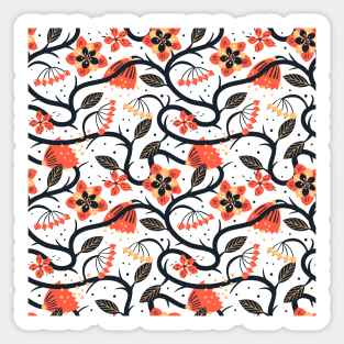 Orange Flower Pattern Sticker